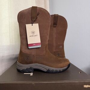 NWT Ariat Terrain Pull-On H2O Waterproof Brown Leather Boots Womens 7 10011845